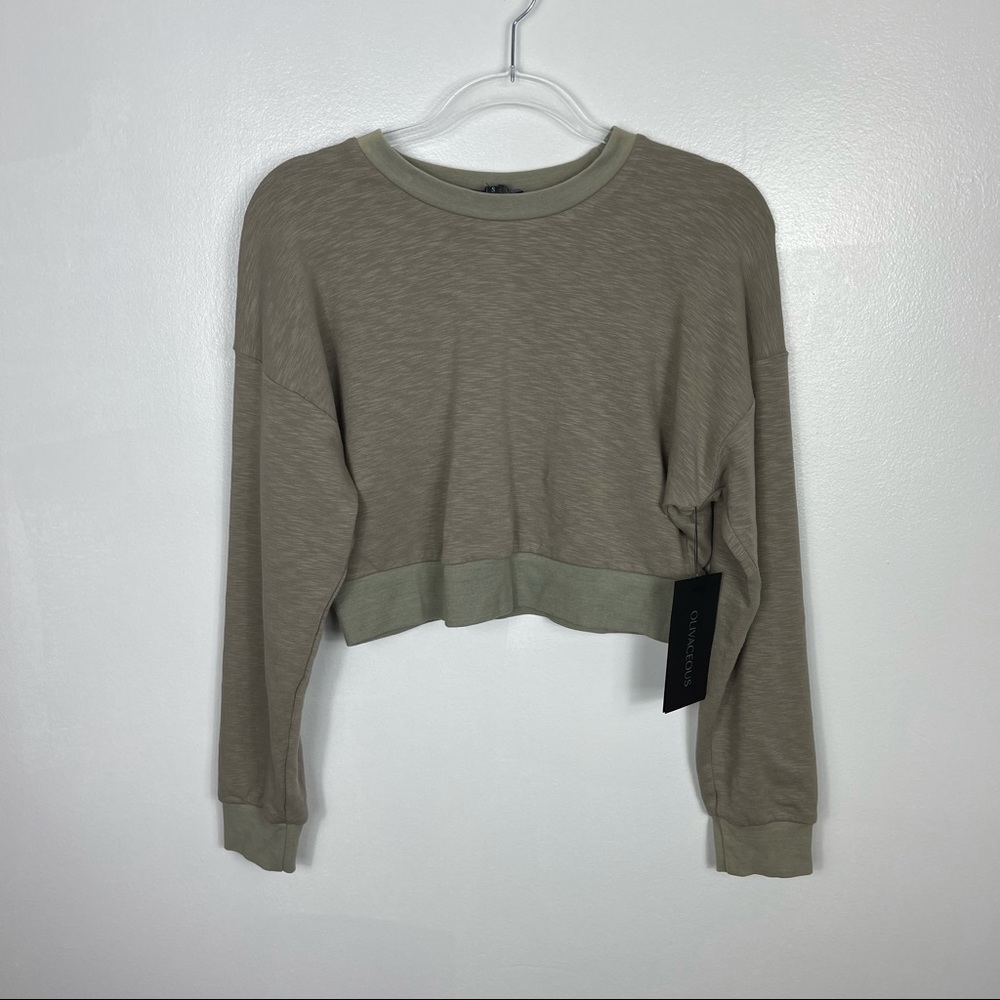 Olivaceous crew neck top